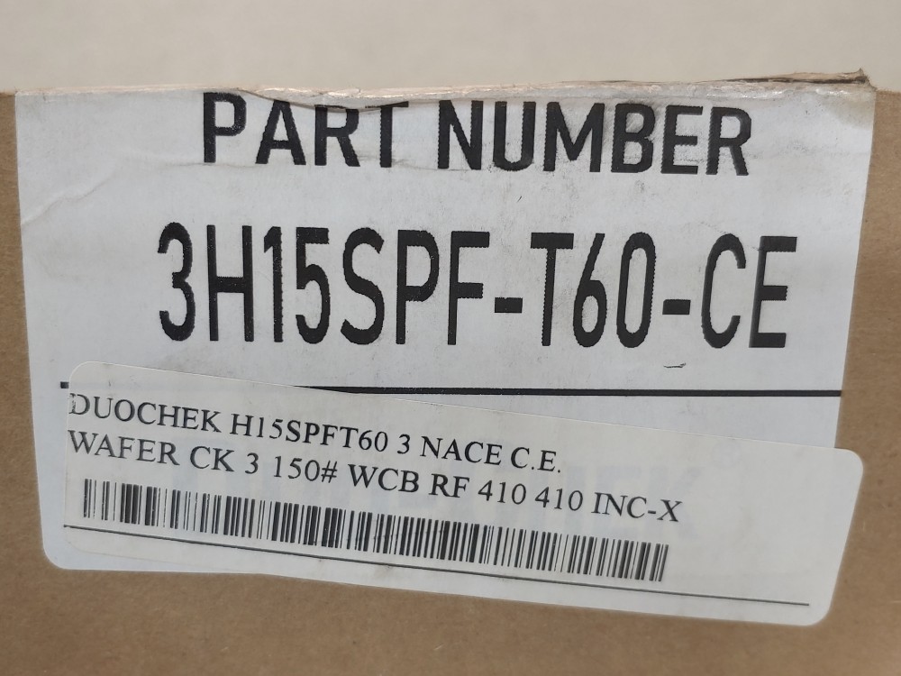 Crane Duo-Check 3H15SPF-T60-CE Nace 3" 150# WCB RF Wafer Check 