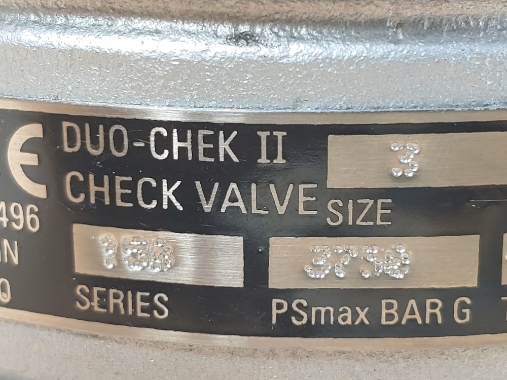 Crane Duo-Check 3H15SPF-T60-CE Nace 3" 150# WCB RF Wafer Check 