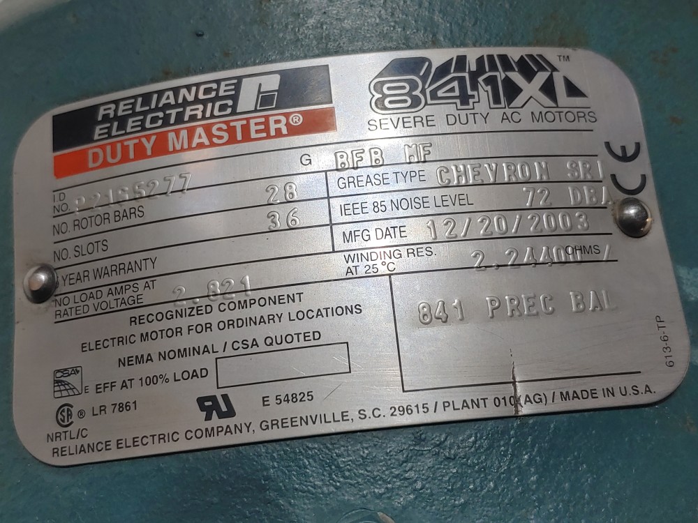 Reliance Baldor 7.5 HP Electric Motor 3520 RPM Model#: P2165277C