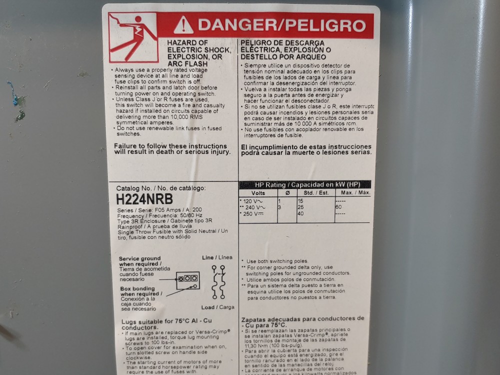 Square D H224NRB Heavy Duty Safety Switch 