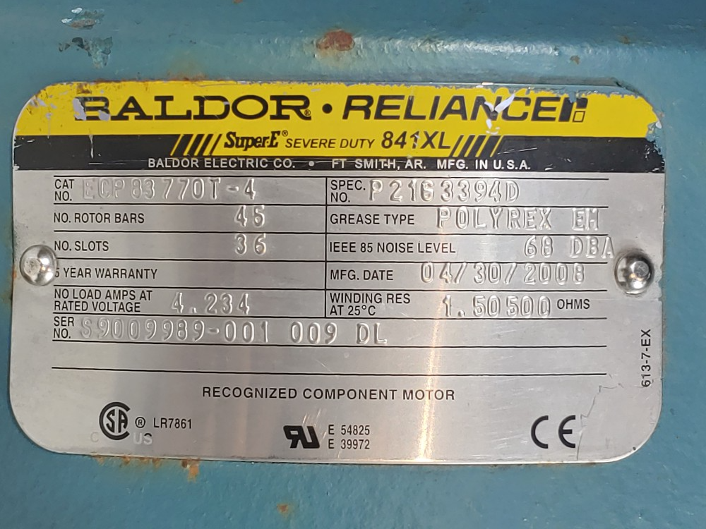 Baldor ECP83770T-4, 7.5 HP 1765 RPM Severe Duty XT Motor