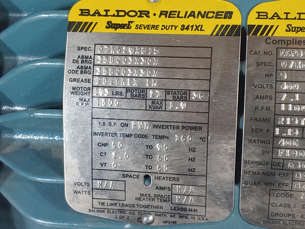Baldor Reliance 5HP Super-E Severe Duty 841XL 1160RPM ECP83768T-4