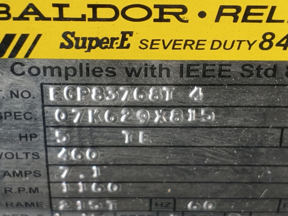 Baldor Reliance 5HP Super-E Severe Duty 841XL 1160RPM ECP83768T-4