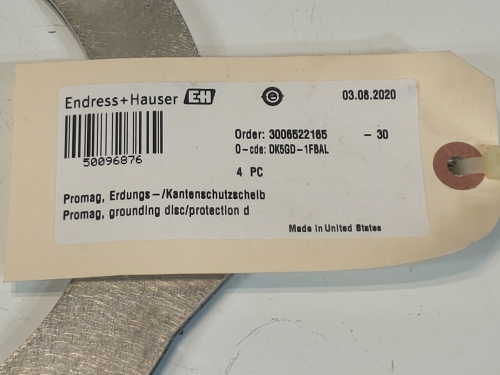 Endress Hauser Promag Grounding Disc 6" DK5GD-1FBAL
