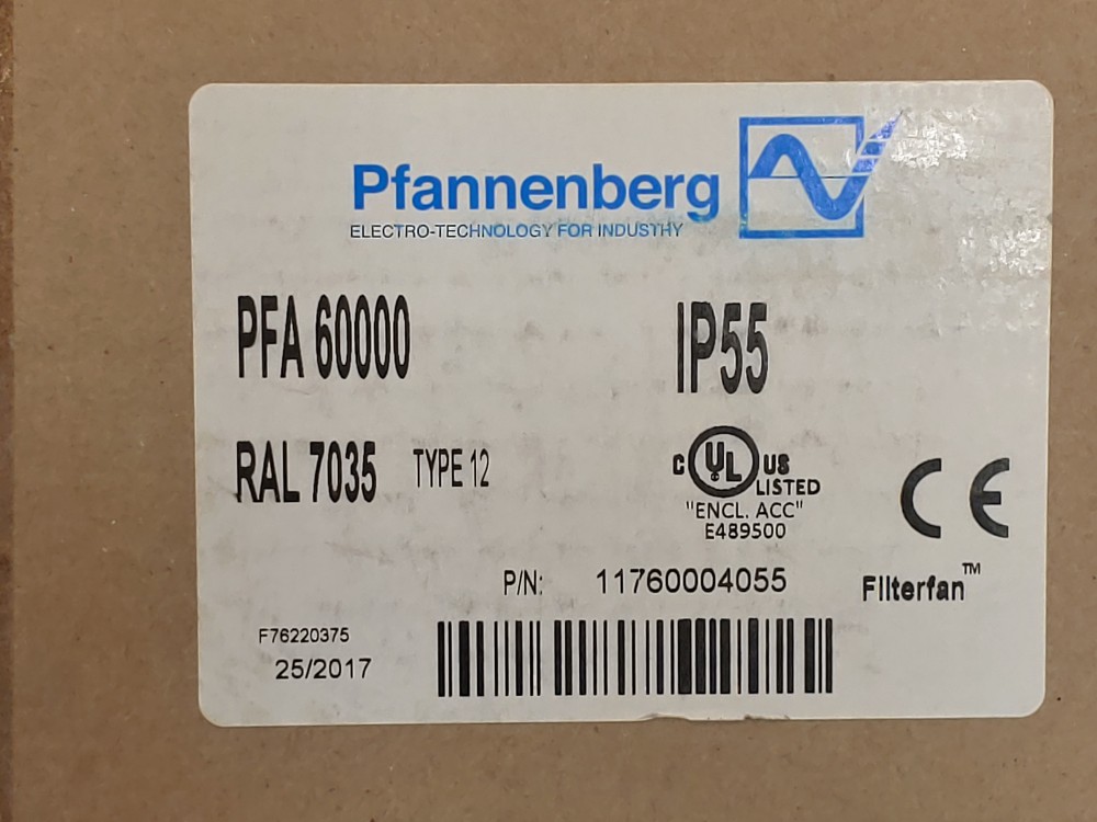 Pfannenberg PF 67000 Filterfan Thermal Management Filter Fan-Indoor W/PFA 60000