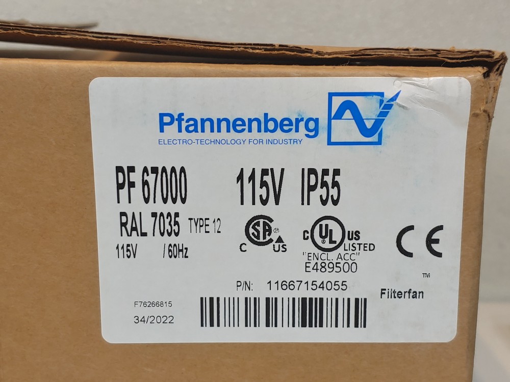 Pfannenberg PF 67000 Filterfan Thermal Management Filter Fan-Indoor W/PFA 60000