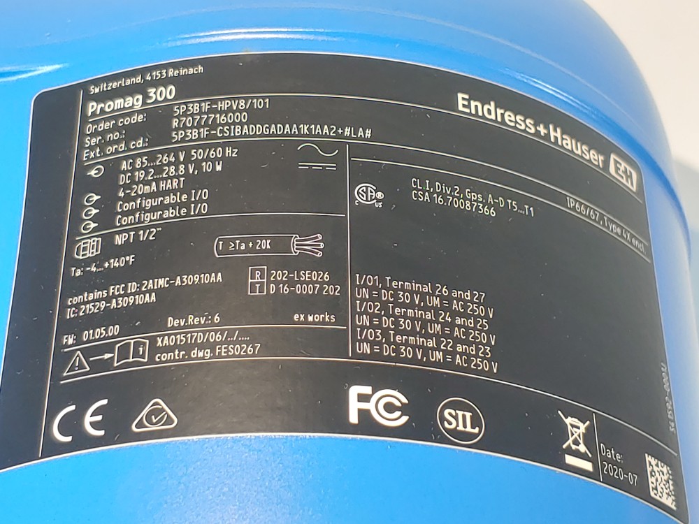 Endress Hauser Promag P 300 Flowmeter 5P3B1F-CSIBADDGADAA1K1AA2+#LA#