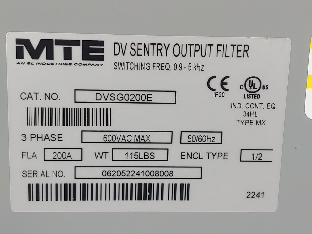MTE DV Sentry Output Filter DVSG0200E