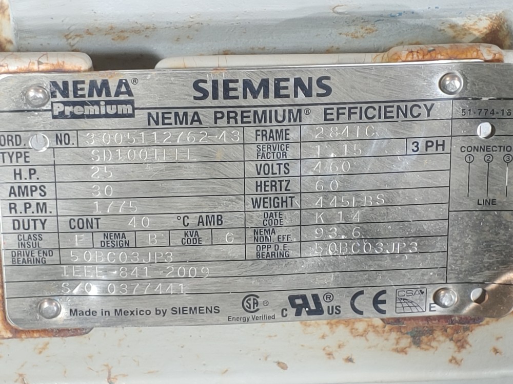Flowserve Innomag A80 -6x4x10" H Sealless Centrifugal Pump W/ Siemens 25HP Motor