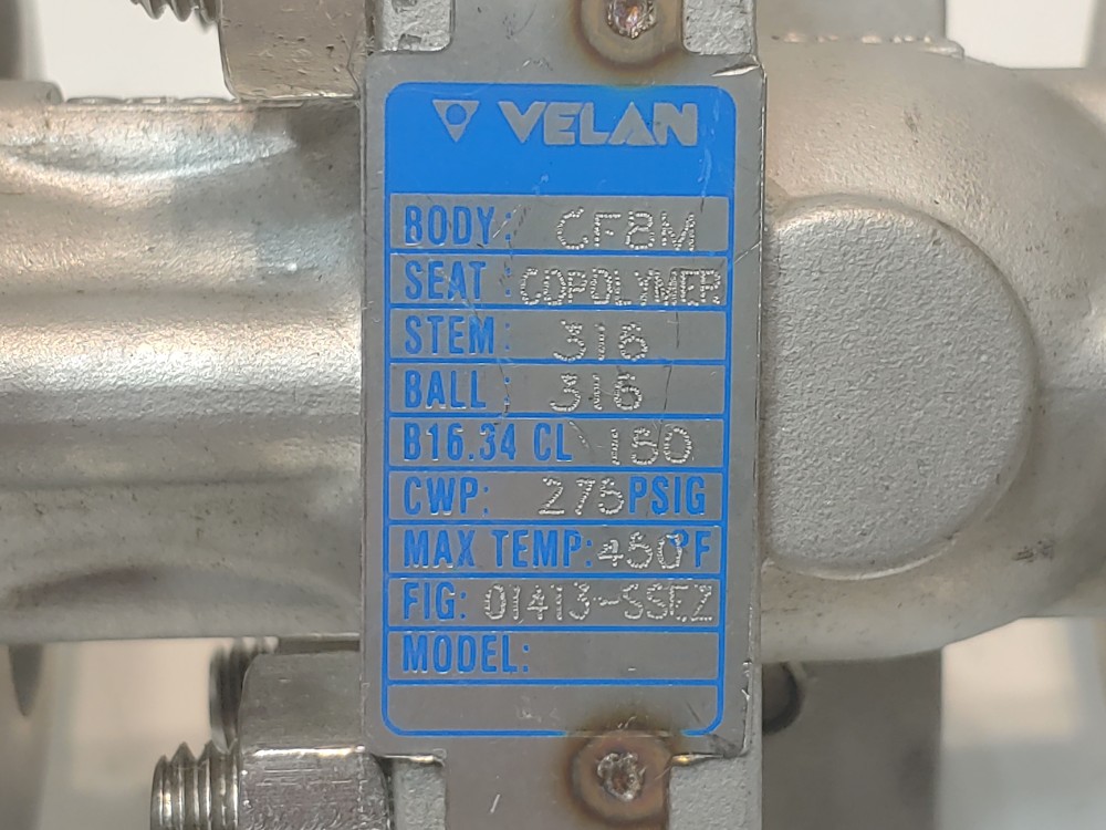 Velan 1/2" 150# CF8m 2-Piece Full Port Ball Valve Figure# 01413-SSEZ