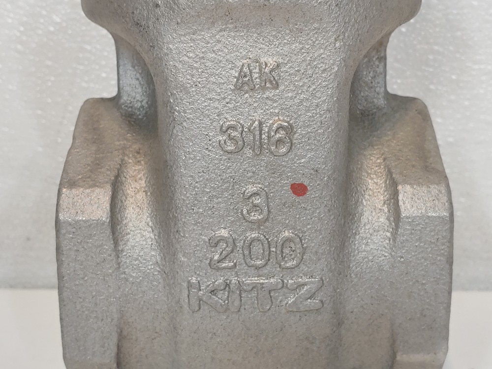 Kitz 3" NPT 200# 316 SS Gate Valve 