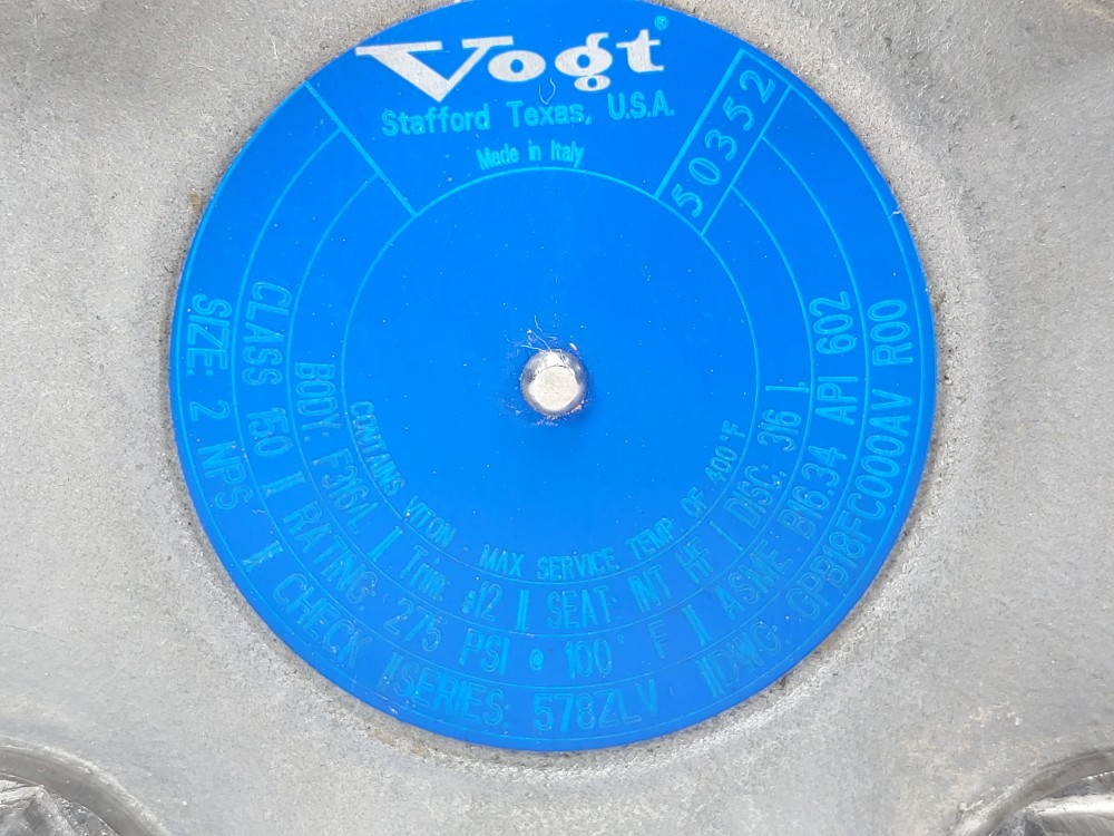 Vogt 2" 150# Flanged Piston Check Valve GPB18FC000AV R00
