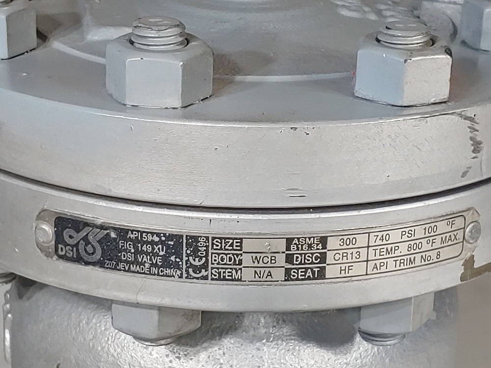 DSI 3" 300# WCB RF Flanged Swing Check Valve FIG#: 149 XU