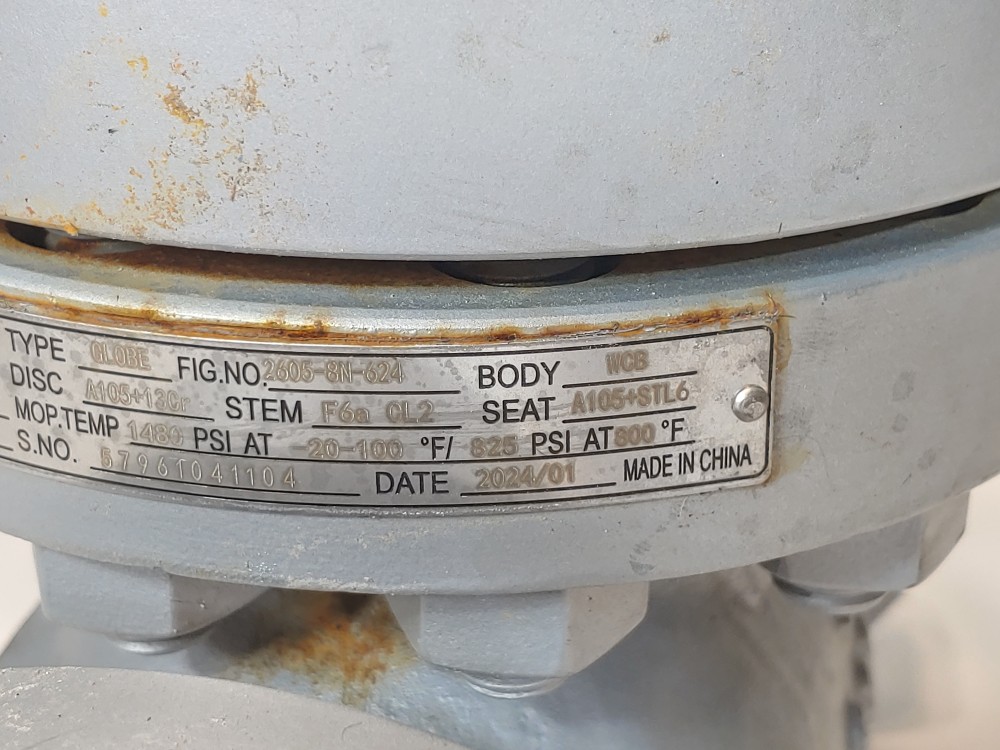 Warren 2" 600# RF Flanged WCB Globe Valve Fig#: 2605-8N-624