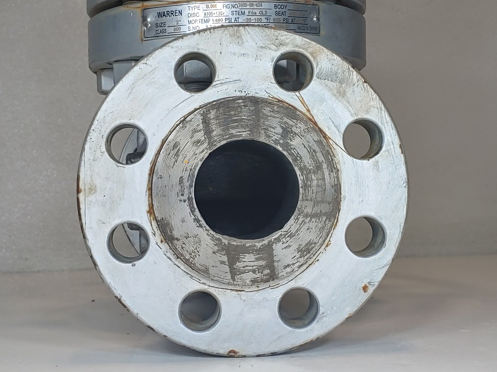 Warren 2" 600# RF Flanged WCB Globe Valve Fig#: 2605-8N-624