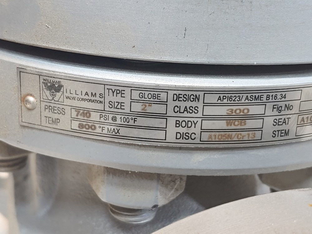 Warren 2" 300# WCB RF Flanged Globe Valve Figure # 302F2N