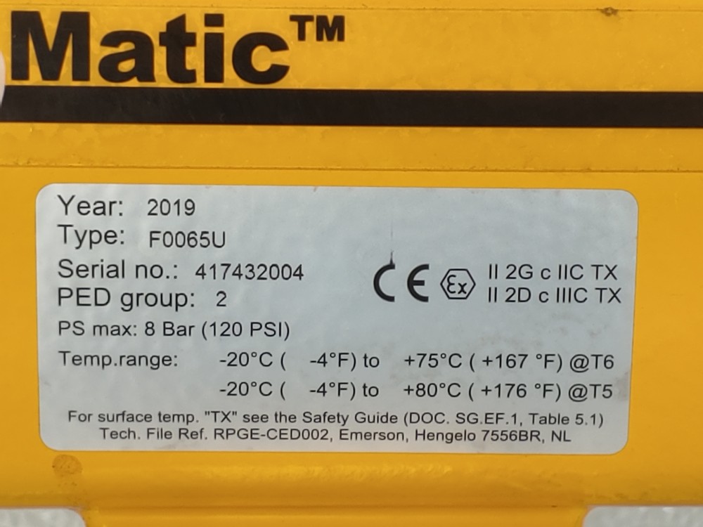 EL-O-MATIC F0065U Pneumatic Actuator  8 Bar (120 PSI) w/ Amresist 2" /150 PSIG
