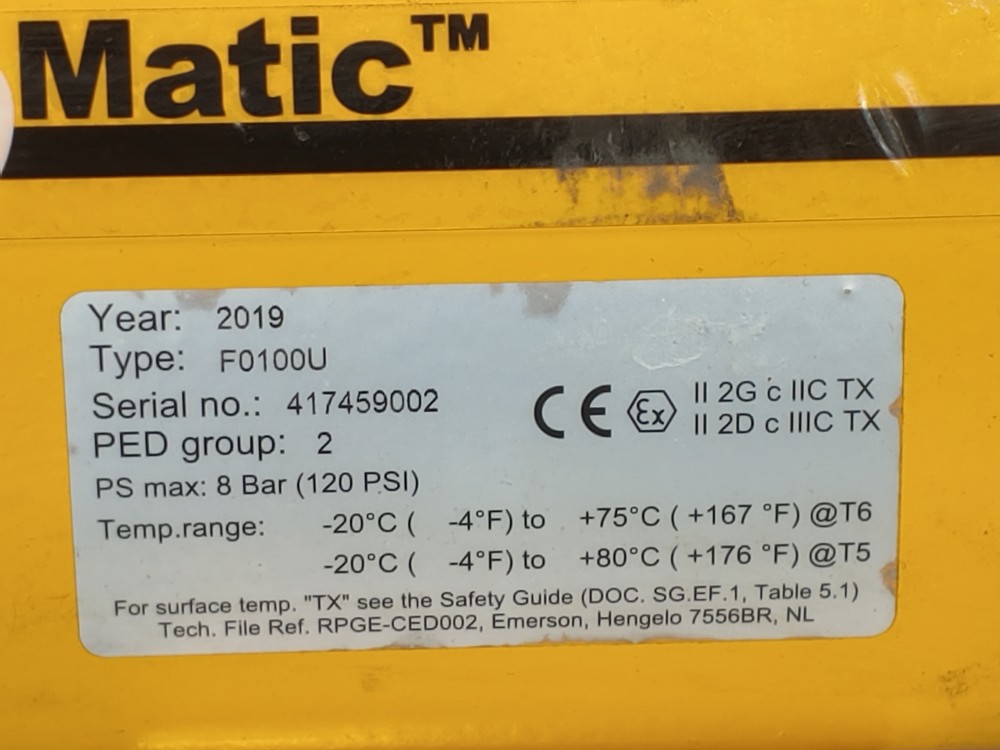 EL-O-MATIC F0100U Pneumatic Actuator  8 Bar (120 PSI) w/ Amresist 3" 150 PSIG