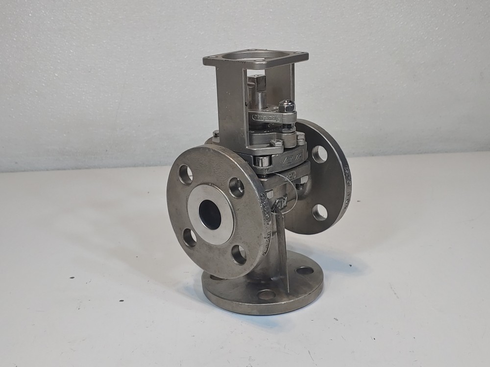AzZ 1" 150# CF8M 3-Way RF Flanged Plug Valve