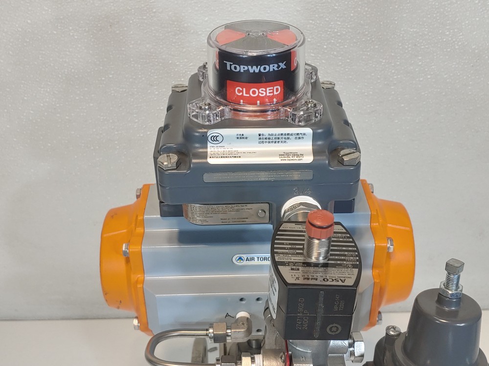 AZ Armaturen 1" 150# CF8M 3-Way Flanged Plug Valve w/Actuator & Limit Switch 