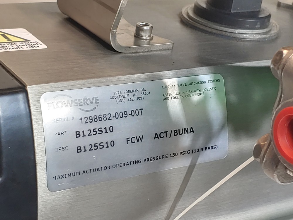 Durco Flowserve 1" 150# CF8M Flanged 3-Way Plug Valve w/Actuator PN: B125S10