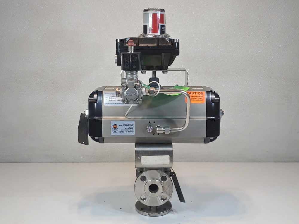 Durco Flowserve 1" 150# CF8M Flanged 3-Way Plug Valve w/Actuator PN: B125S10