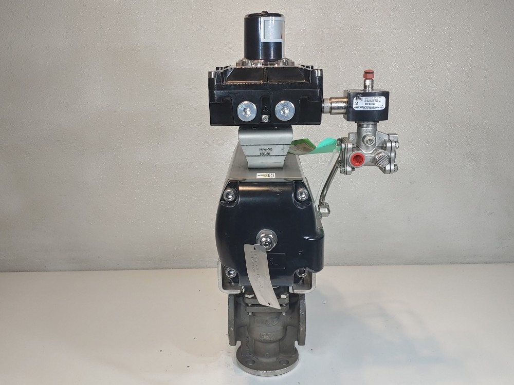 Durco Flowserve 1" 150# CF8M Flanged 3-Way Plug Valve w/Actuator PN: B125S10