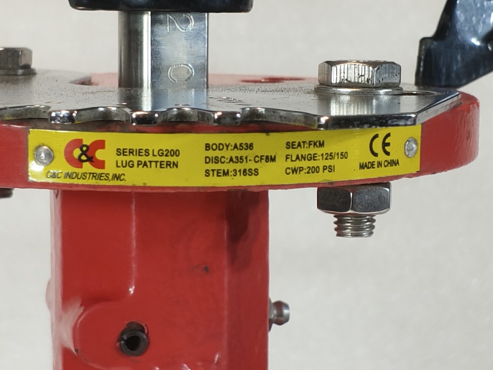 C&C Industries Series LG200  8" CF8M 200 PSI Lug Butterfly Valve