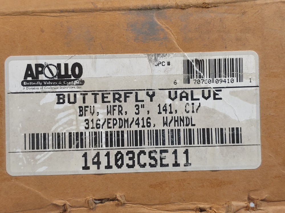 Apollo 3" Wafer Butterfly Valve, 200 PSIG, Model#: 141/ 14103CSE11