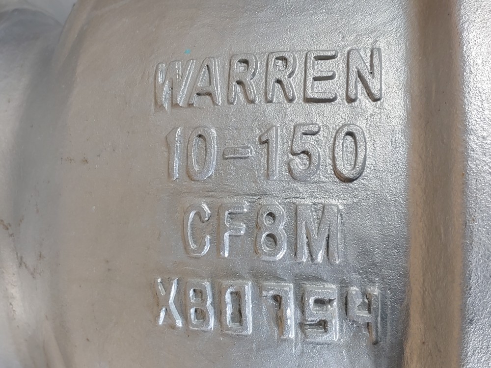 Warren 10" 150# CF8M 2-PC Full Port Ball Valve Figure: 6156FS-G w/ Gear Operator