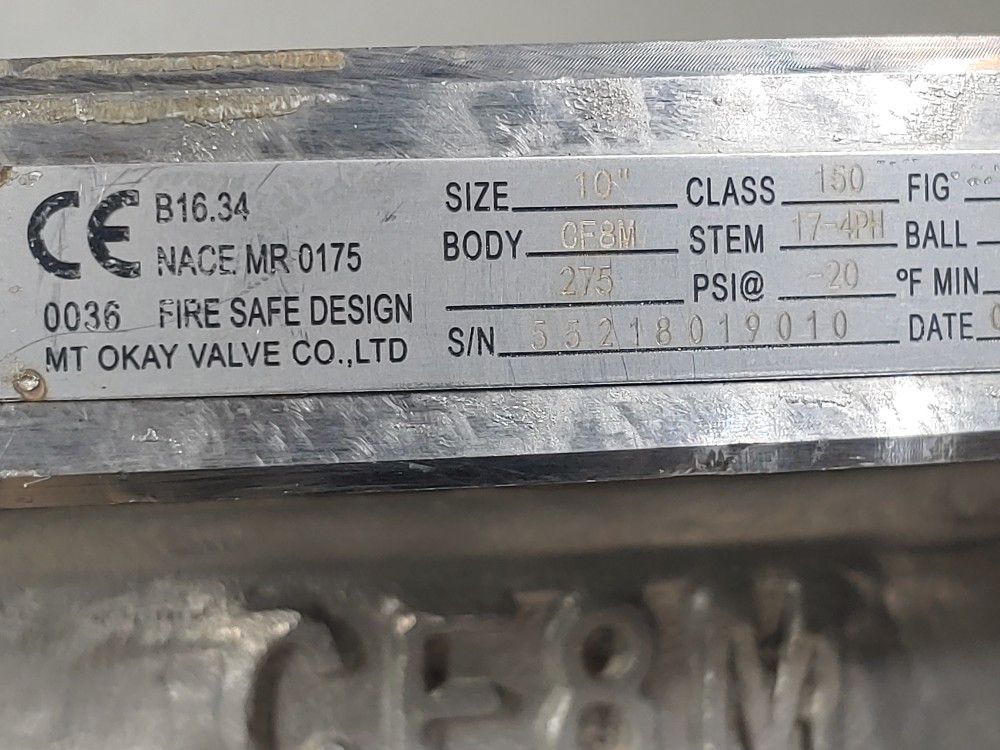Warren 10" 150# CF8M 2-PC Full Port Ball Valve Figure: 6156FS-G w/ Gear Operator