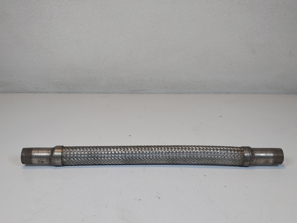 Merit Braided Flex Hose 1" x 16-1/8" 304, Fitting 3/4" MNPT Both Ends 304 SS