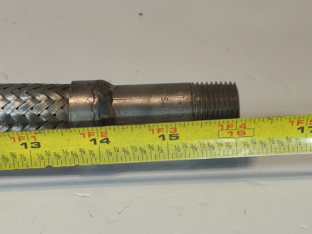 Merit Braided Flex Hose 1" x 16-1/8" 304, Fitting 3/4" MNPT Both Ends 304 SS