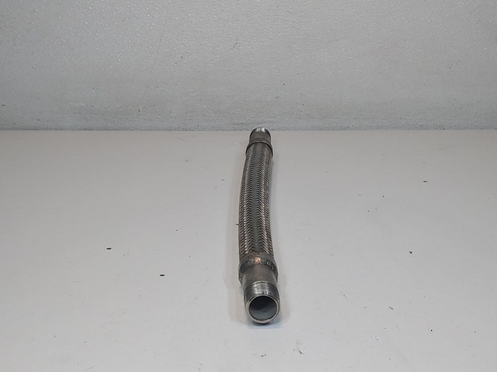 Merit Braided Flex Hose 1" x 16-1/8" 304, Fitting 3/4" MNPT Both Ends 304 SS