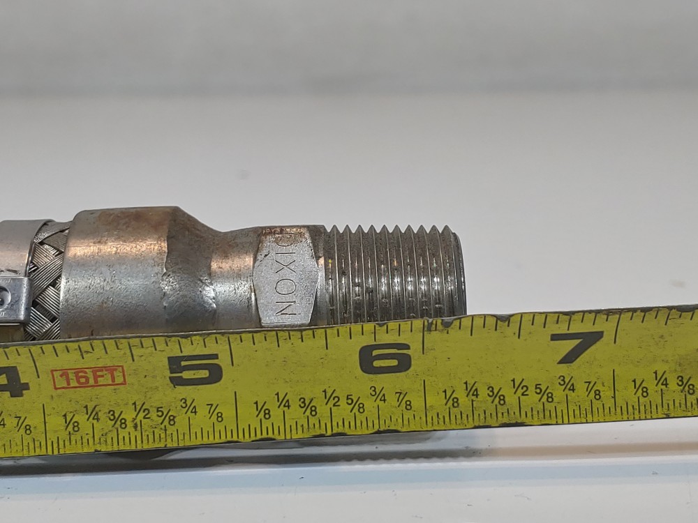 Braided Hose 1" x 6-1/4" 304, Fitting 3/4" MNPT Both Ends 304