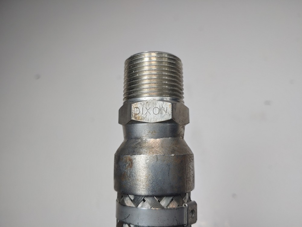 Braided Hose 1" x 6-1/4" 304, Fitting 3/4" MNPT Both Ends 304