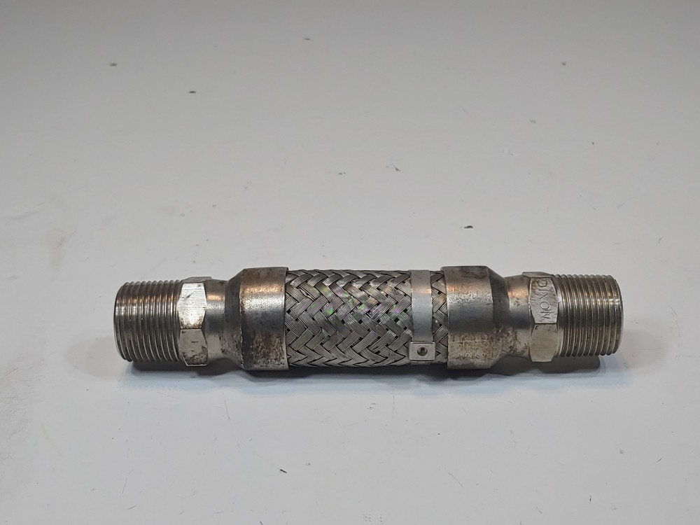Braided Hose 1" x 6-1/4" 304, Fitting 3/4" MNPT Both Ends 304