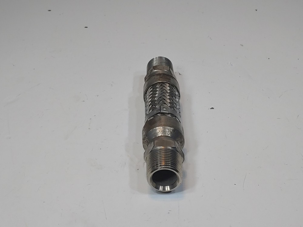Braided Hose 1" x 6-1/4" 304, Fitting 3/4" MNPT Both Ends 304