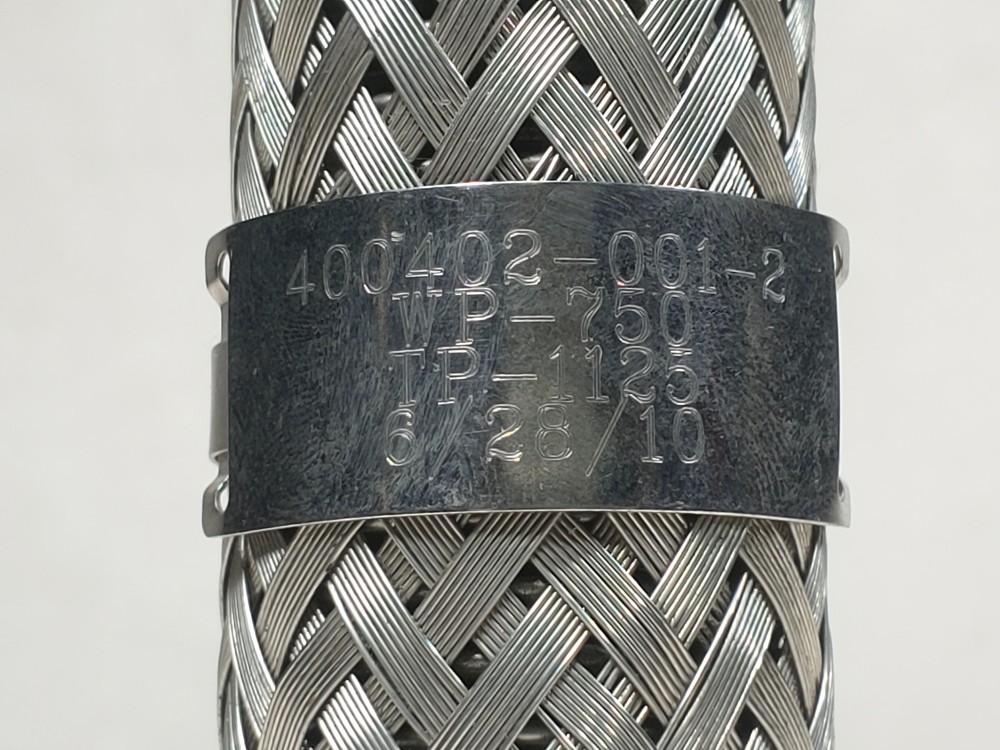 Braided Hose 1-1/4" x 8" 304, Fitting 1" MNPT Both Ends 316 SS