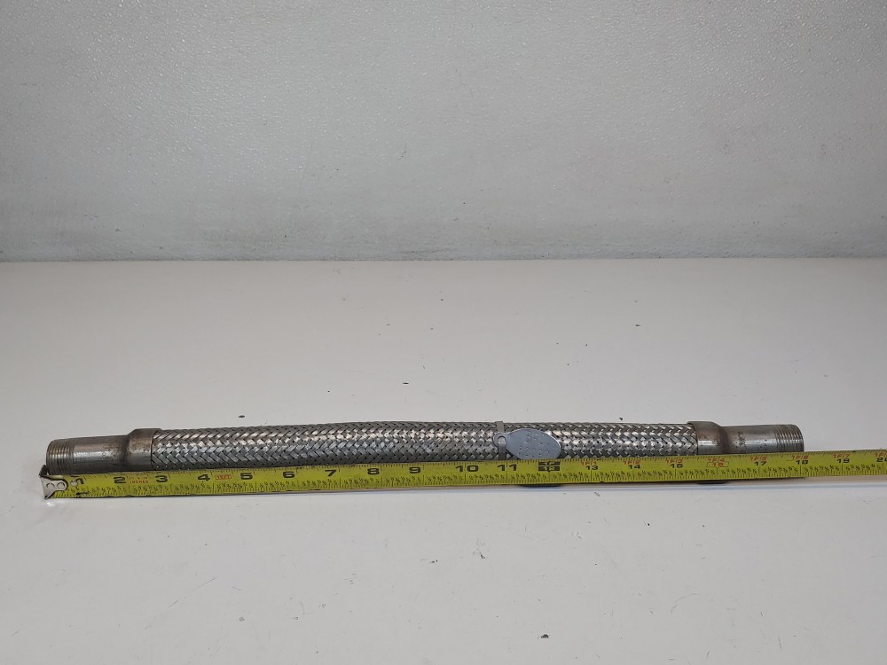 Branham Corp. Braided Flex Hose 3/4" x 18" 321SS, Fitting 3/4" MNPT Both Ends