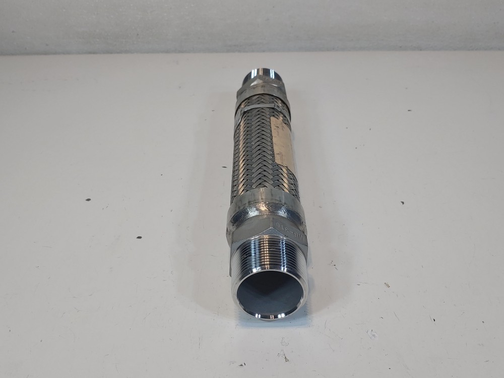 GHX Braided Hose 1-1/2" x 12" 316, Fitting 1-1/2" MNPT Both Ends 316 
