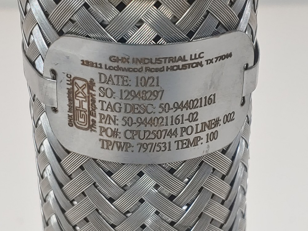 GHX Braided Hose 1-1/2" x 12" 316, Fitting 1-1/2" MNPT Both Ends 316 