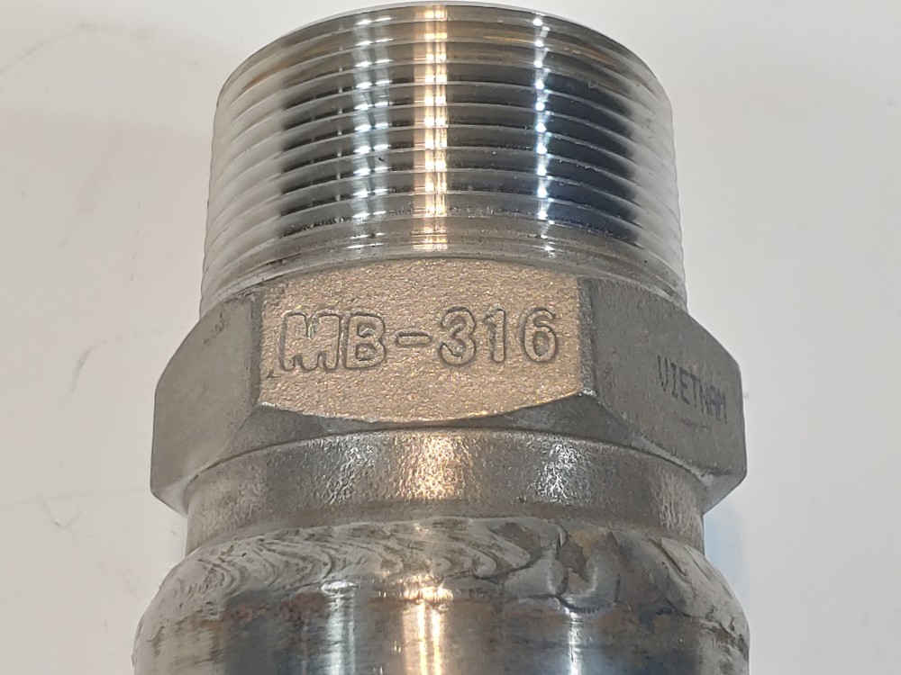 GHX Braided Hose 1-1/2" x 12" 316, Fitting 1-1/2" MNPT Both Ends 316 