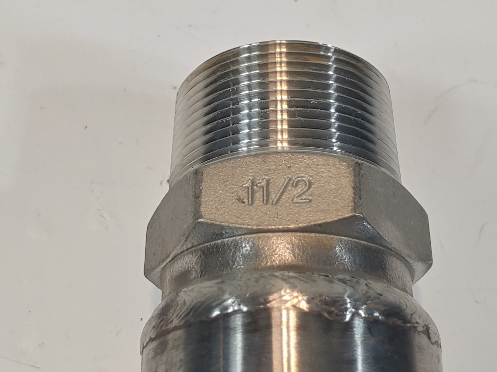 GHX Braided Hose 1-1/2" x 12" 316, Fitting 1-1/2" MNPT Both Ends 316 
