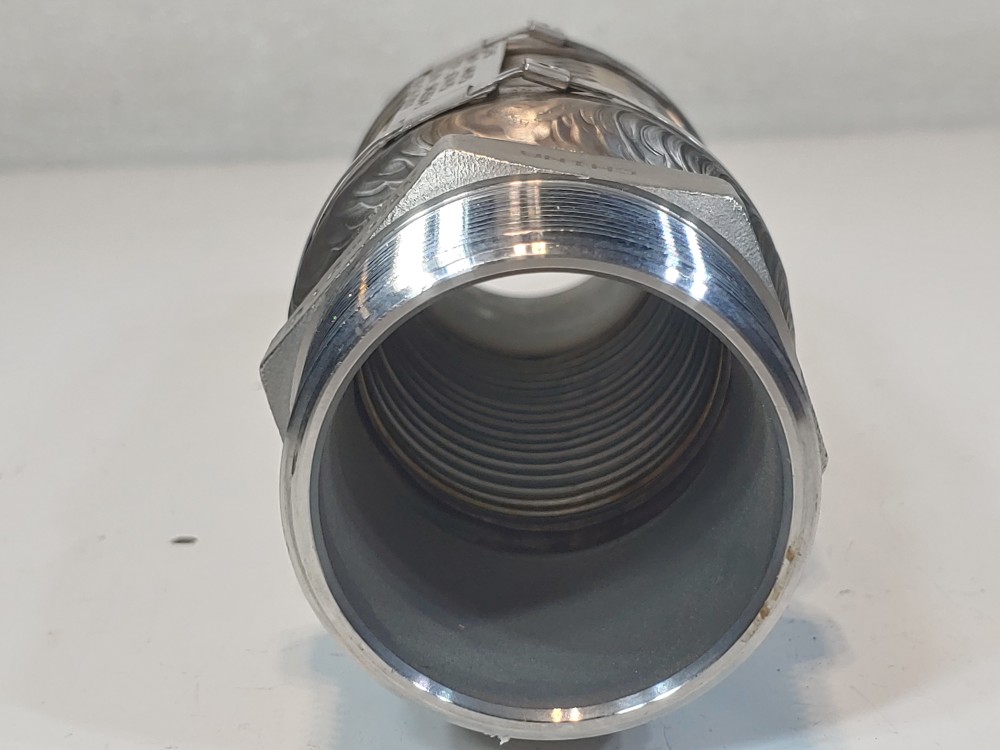 GHX Braided Hose 2" x 8" 304 SS, Fitting 2" MNPT Both Ends 316 Stainless Steel