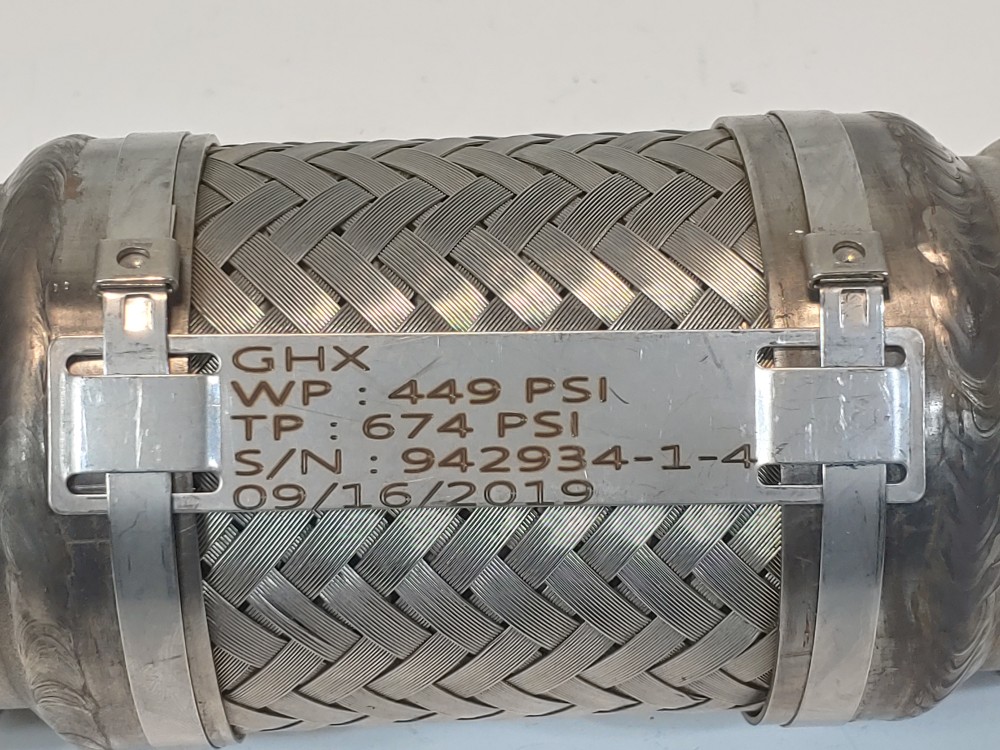 GHX Braided Hose 2" x 8" 304 SS, Fitting 2" MNPT Both Ends 316 Stainless Steel