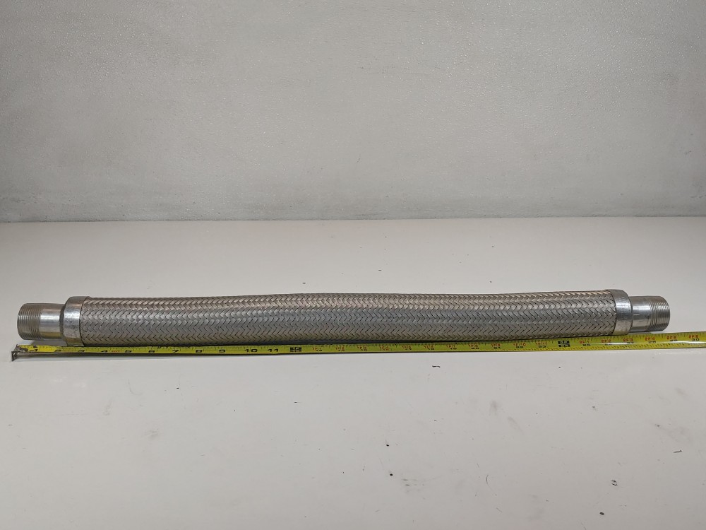 North Flex Braided Flex Hose 2" x 27" 304, Fitting 1-1/4" MNPT Both Ends 316