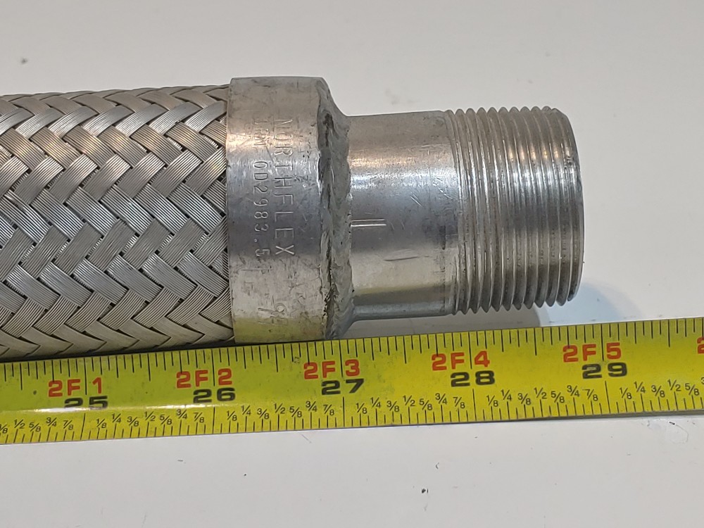 North Flex Braided Flex Hose 2" x 27" 304, Fitting 1-1/4" MNPT Both Ends 316