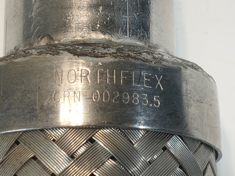North Flex Braided Flex Hose 2" x 13-3/4" 304, Fitting 1-1/2" MNPT Both Ends 304