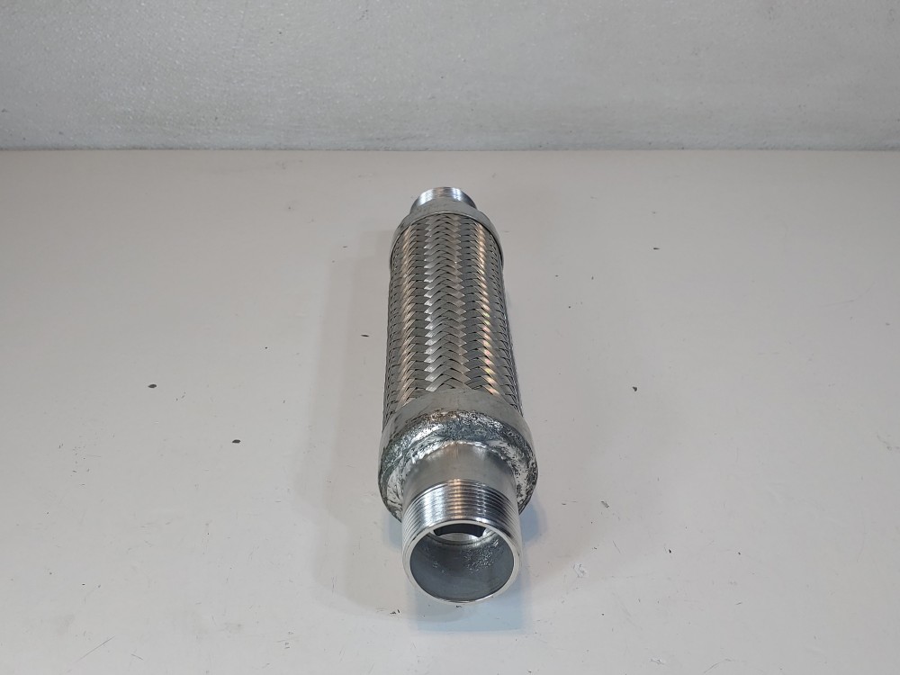 North Flex Braided Flex Hose 2" x 13-3/4" 304, Fitting 1-1/2" MNPT Both Ends 304